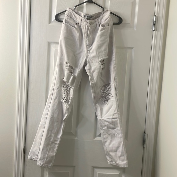 White ripped wide leg jeans - Picture 1 of 2